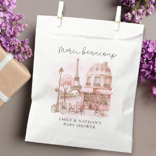 Merci Beaucoup Paris Cafe Baby Shower Thank You  Favour Bags