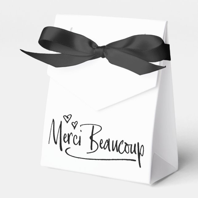 "Merci Beaucoup" Paris Doodle Sketch Baby Shower Favour Box (Front Side)