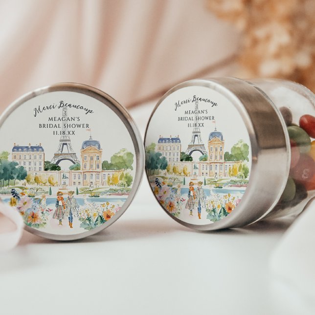 Merci Beaucoup | Parisian Watercolor Garden Classic Round Sticker (Creator Uploaded)
