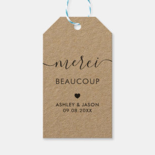 Merci Beaucoup Tag, Wedding Thank You Tags, Kraft  Gift Tags