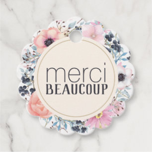 Merci Beaucoup Thank You Floral Favour Tags