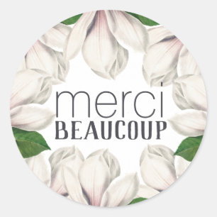 Merci Beaucoup Thank You Floral Magnolia Sticker