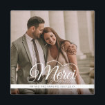 Merci Beaucoup Wedding Photo Favour Magnet<br><div class="desc">Elevate your wedding favours with our exquisite Merci Beaucoup Wedding Photo Magnet! It's a delightful way to express gratitude to your cherished guests for being a part of your special day.With its elegant "Merci Beaucoup" script, this magnet conveys your appreciation in a timeless and sophisticated manner. What makes this magnet...</div>