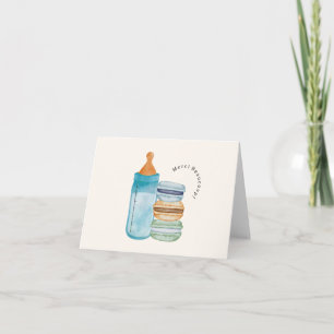 Merci French Macarons & Milk Blue Baby Shower Thank You Card