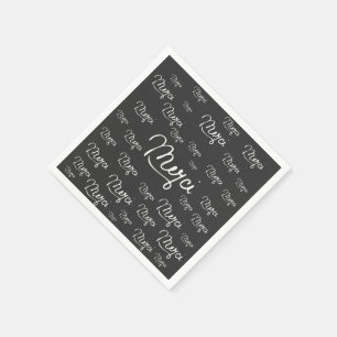 "Merci" French Quote Black & White Pattern Napkin
