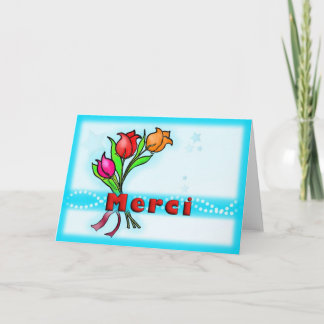 MERCI  French Thank You flowers drawing Greeting Card