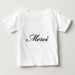 Merci, French word art with red heart Baby T-Shirt