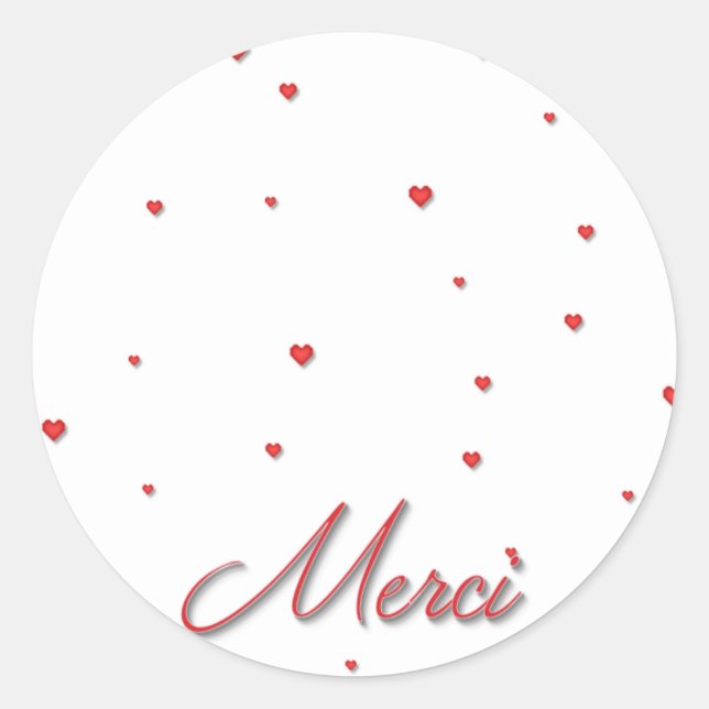 Merci Red Hearts Stickers (Front)