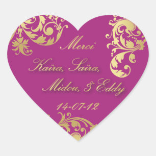 Merci Seal - Fuschia & Gold Floral Wedding Sticker
