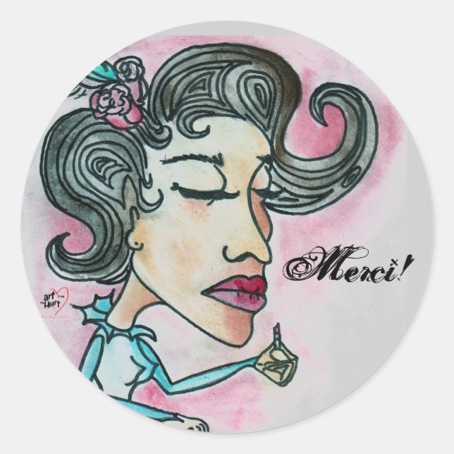 Merci! Sticker_Lady No.6 Classic Round Sticker (Front)