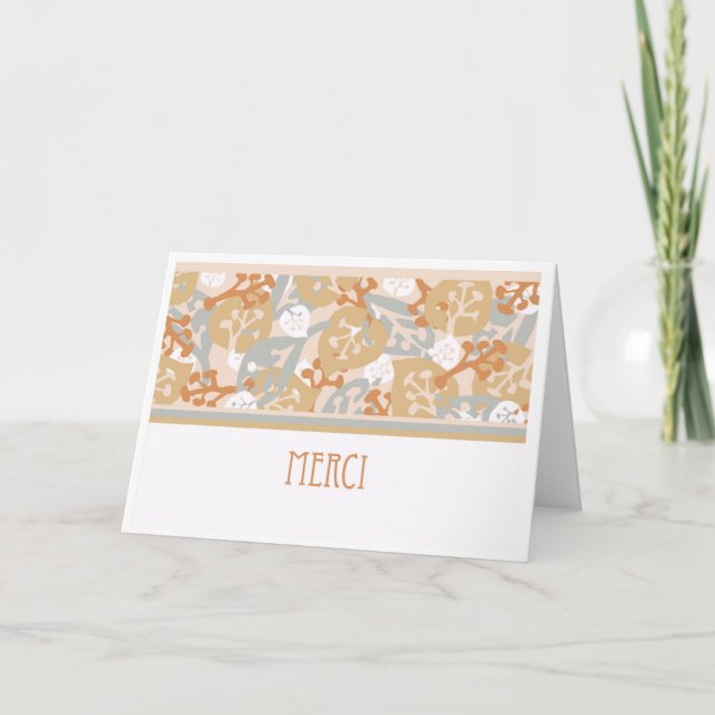 Merci, Thank You Card in French, Craftsman Style (Front)