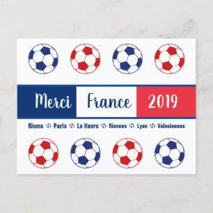 Merci Thank You France Women's Soccer Balls Social Postcard