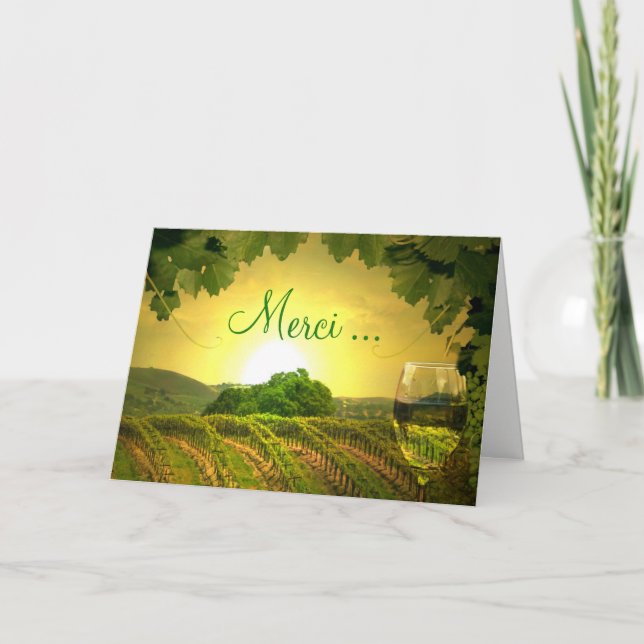 Merci Thank You in French Card Vineyard and Wine (Front)