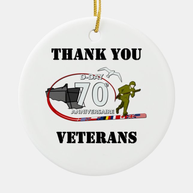 Merci vétérans - Thank you veterans Ceramic Tree Decoration (Front)