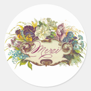 Merci, Vintage Inspired Bouquet Envelope Seals