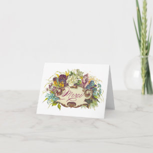 Merci, Vintage Inspired Bouquet Thank You Notes
