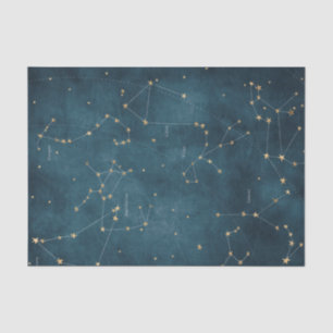 Mercury blue constellations star map parchment  tissue paper