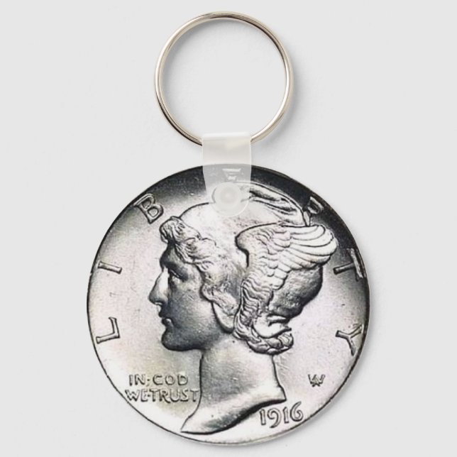 Mercury Dime Key Chain. Ring (Front)