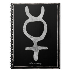 Mercury hammered silver stylized planet symbol notebook