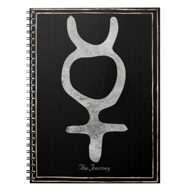 Mercury hammered silver stylized planet symbol  notebook (Front)