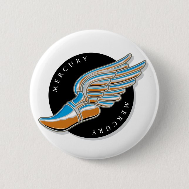 Mercury's Wings 6 Cm Round Badge (Front)