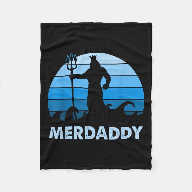 Merdaddy Mermaid Security Merman Daddy Fathers Day Fleece Blanket (Front)