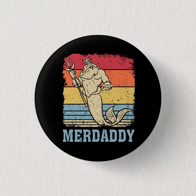 Merdaddy Security Merman Mermaid Daddy Fish Father 3 Cm Round Badge (Front)