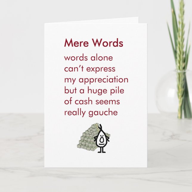 Mere Words - a funny thank you poem (Front)