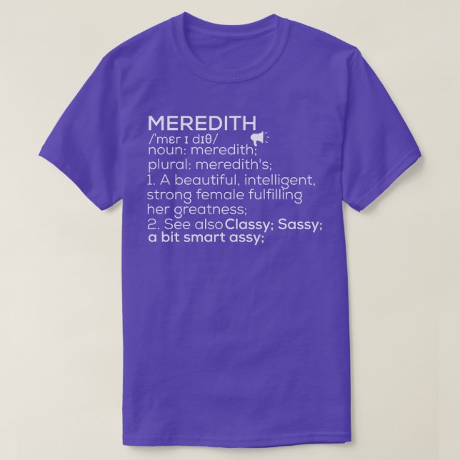 Meredith Name Meredith Definition Meredith Female  T-Shirt (Design Front)