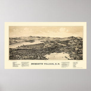 Meredith, NH Panoramic Map - 1889 Poster