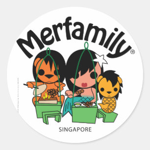 Merfamily® Singapore Satay Classic Round Sticker