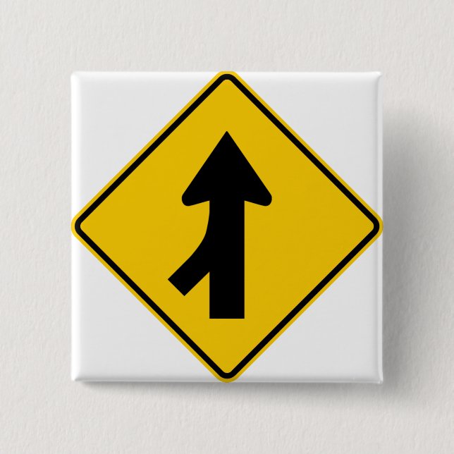 Merging Traffic Highway Sign (Left) 15 Cm Square Badge (Front)