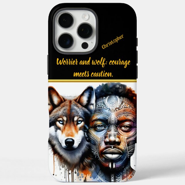 Merging worlds of man and wolf in vibrant art Case-Mate iPhone case (Back)