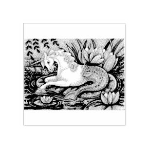 MERHORSE & LILY PADS FANTASY RUBBER STAMP