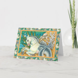 MERHORSE & WHITE OCTOPUS, FANTASY UNICORN Blank Card