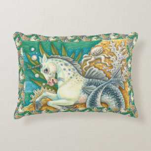 MERHORSE & WHITE OCTOPUS, FANTASY UNICORN HORSE DECORATIVE CUSHION