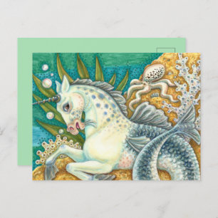 MERHORSE & WHITE OCTOPUS, FANTASY UNICORN HORSE POSTCARD