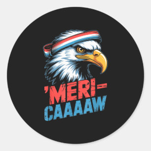 Meri-caaaaw funny patriotic eagle sweatband classic round sticker
