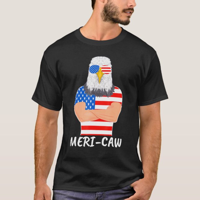 Meri-Caw Cool Bald Eagle Patriotic 4th Of July Men T-Shirt (Front)