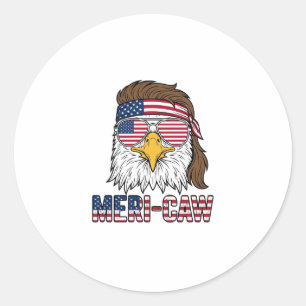 Meri-Caw Patriotic Eagle Vintage Engraving Shirt_1 Classic Round Sticker