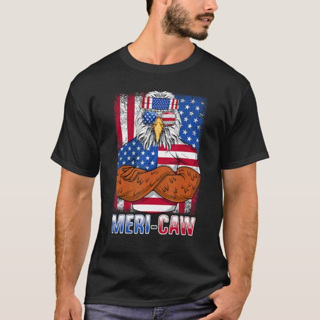 Meri Caw Patriotic Usa Flag Independence 4th Of Ju T-Shirt (Front)
