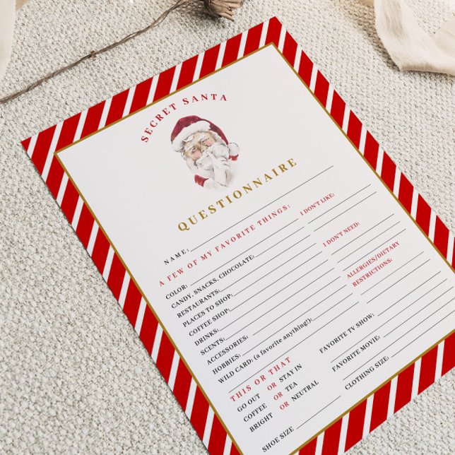 MERI Christmas Secret Santa Questionnaire Card (Creator Uploaded)