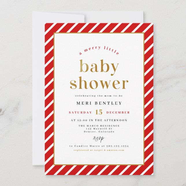 MERI Festive Christmas Merry Little Baby Shower Invitation (Front)