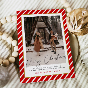 MERI Festive Red Stripes Photo Christmas Card