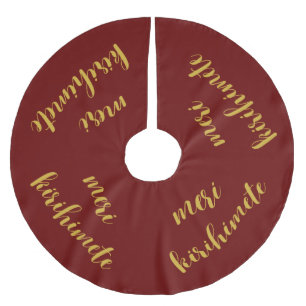 MERI KIRIHIMETE GOLD AOTEAROA NZ KIWI CHRISTMAS  B BRUSHED POLYESTER TREE SKIRT