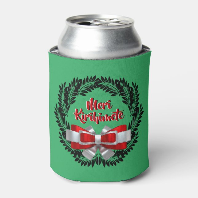 Meri Kirihimete Maori for Merry Christmas Can Cooler (Can Front)