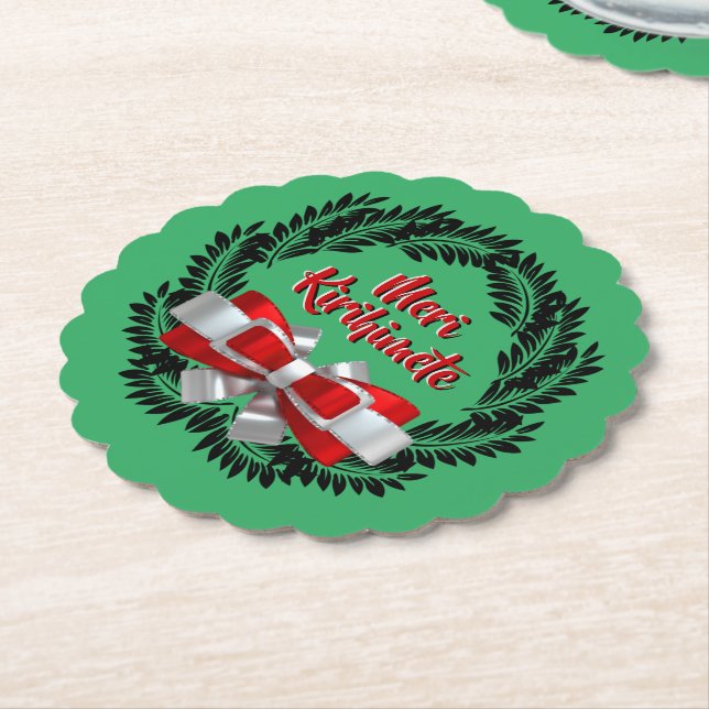 Meri Kirihimete Maori for Merry Christmas Paper Coaster (Angled)