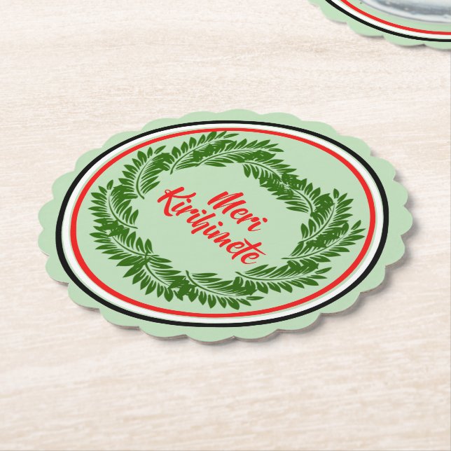Meri Kirihimete Maori Merry Christmas Paper Coaster (Angled)