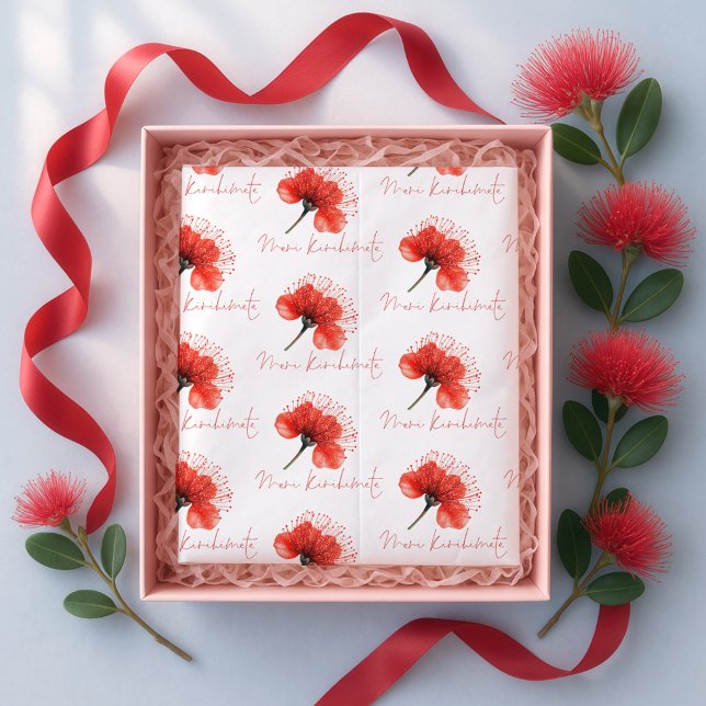 Meri Kirihimete Pōhutuka New Zealand Christmas  Tissue Paper (Creator Uploaded)