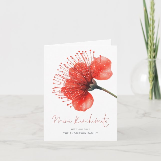 Meri Kirihimete Pōhutuka Photo NZ Christmas  Holiday Card (Front)